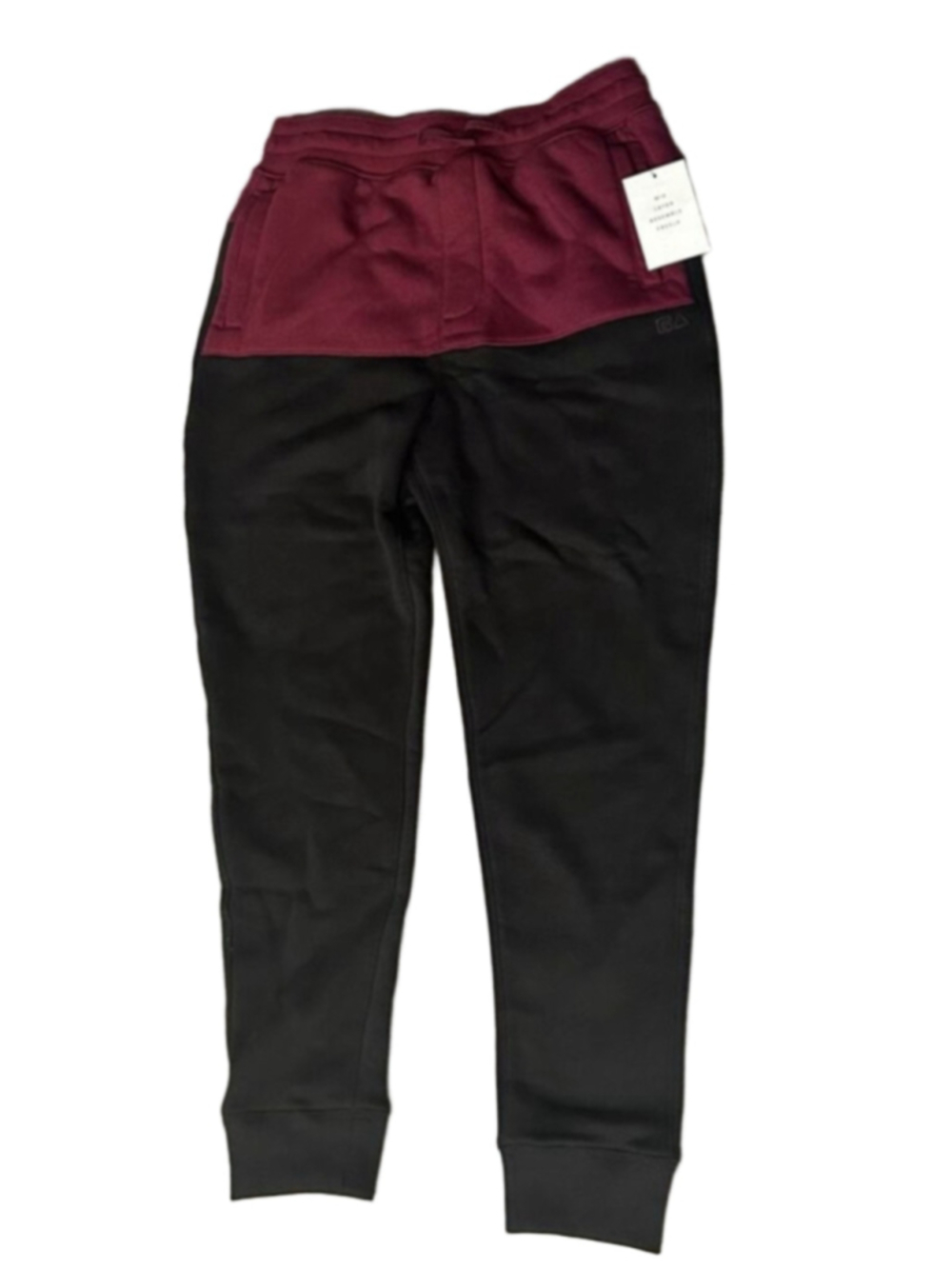 Free Assembly Colorblock Fleece Joggers Boys XL‎ 14/16 Burgundy Black NWT Active